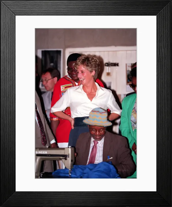 Framed Print : PRINCESS OF WALES LAUGHING DURING VISIT TO RED CROSS CHARITY PROJECTS IN ZIMBABWE - JULY