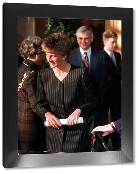 THE PRINCESS OF WALES WEARING A PINSTRIPE SUIT 1993
