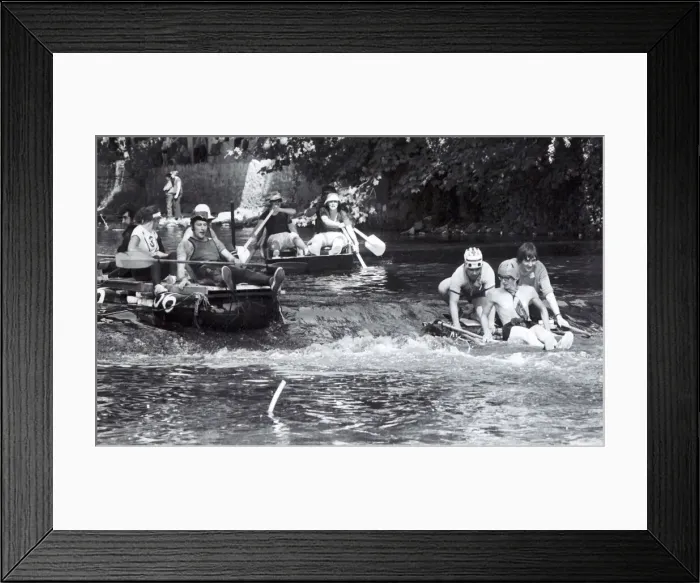 Framed Print : The Ogwr Tiki Raft Race, River Ogmore, Bridgend, South Wales, in May 1980
