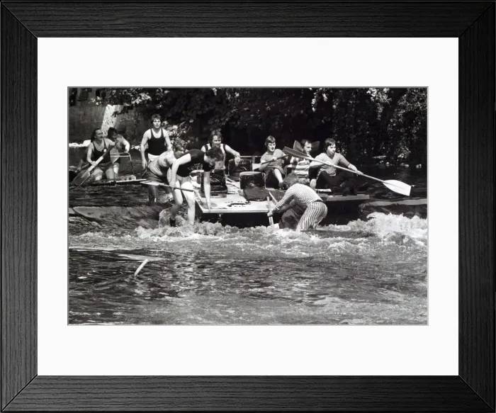 Framed Print : The Ogwr Tiki Raft Race, River Ogmore, Bridgend, South Wales, in May 1980 Framed Print : The Ogwr Tiki Raft Race, River Ogmore, Bridgend, South Wales, in May 1980