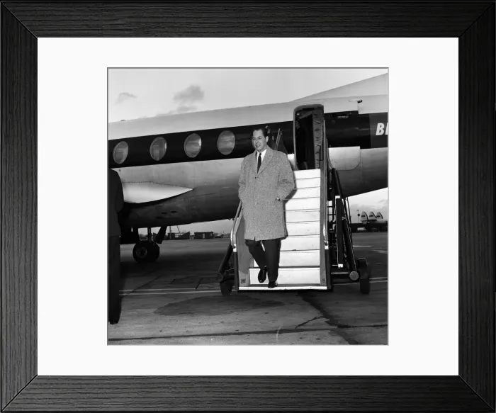 Framed Print : Dutch magician Fred Kaps arriving at Heathrow Airport before his appearance before forty Framed Print : Dutch magician Fred Kaps arriving at Heathrow Airport before his appearance before forty