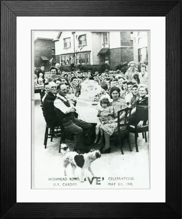 Framed Print : VE Day celebrations in Cardiff. Highmead Road, Ely. May 1945 Framed Print : VE Day celebrations in Cardiff. Highmead Road, Ely. May 1945