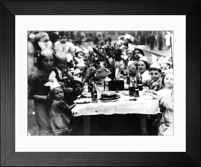 Framed Print : War - World War II - VE Day celebrations. Oakley Street, Grangetown, Cardiff Framed Print : War - World War II - VE Day celebrations. Oakley Street, Grangetown, Cardiff