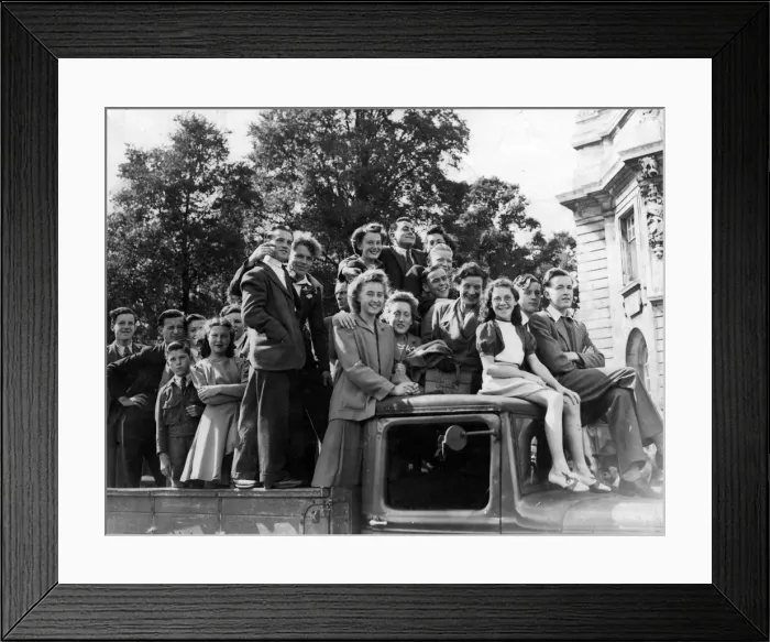 Framed Print : War - World War II - Cardiff - VE Day - Victory Day - These young people use a lorry as a
