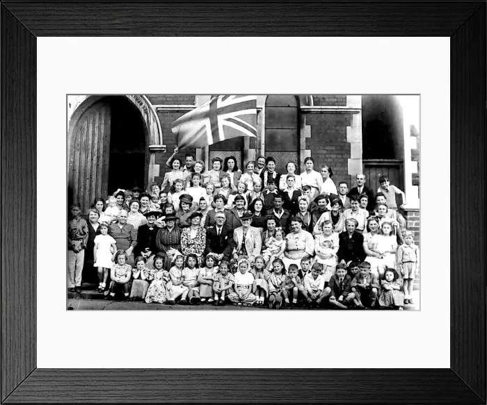 Framed Print : Celebration of VE Day in Victoria Street, Briton Ferry Framed Print : Celebration of VE Day in Victoria Street, Briton Ferry