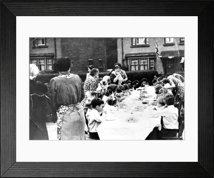 Framed Print : War - World War II - VE Day celebrations. Caerwent Road, Ely, Cardiff. May 1945 Framed Print : War - World War II - VE Day celebrations. Caerwent Road, Ely, Cardiff. May 1945