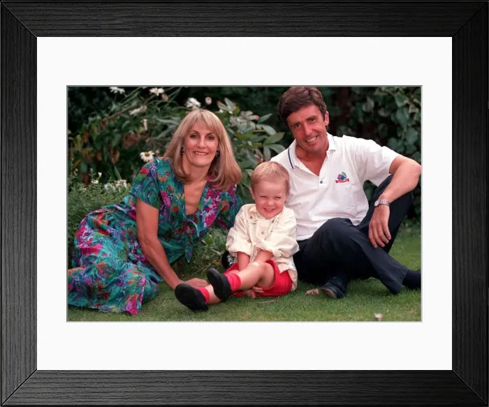Framed Print : LYNN FAULDS-WOOD WITH HUSBAND JOHN STAPLETON AND THEIR SON NICHOLAS STAPLETON IN