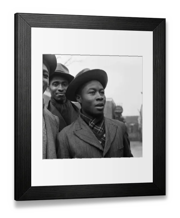 Framed Print : Young West Indian men standing outside the Brixton Labour Exchange looking for employment