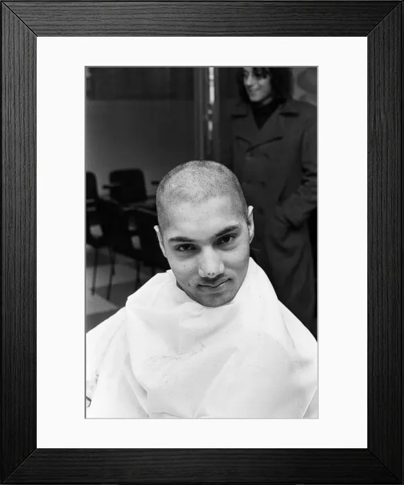 Framed Print : A man with a Kojak'hair cut. 1975 Framed Print : A man with a Kojak'hair cut. 1975