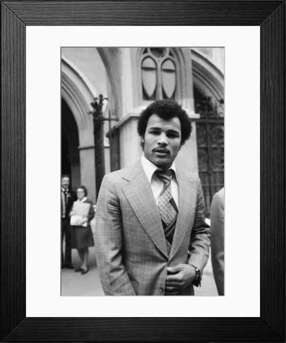 Framed Print : World Boxing Champion John Conteh appeared at Law Courts today Framed Print : World Boxing Champion John Conteh appeared at Law Courts today
