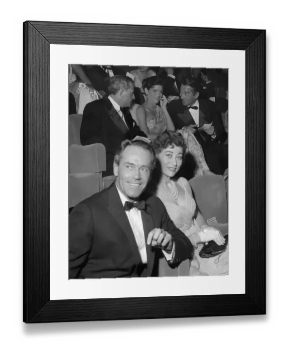 Framed Print : Henry Fonda and 4th wife Afdera Franchetti at the theatre in London - May 1957 Framed Print : Henry Fonda and 4th wife Afdera Franchetti at the theatre in London - May 1957