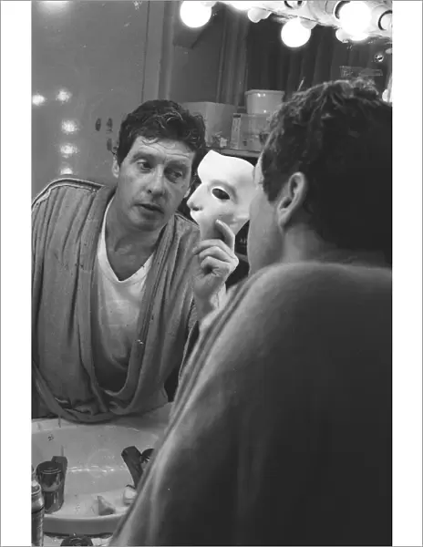 Michael Crawford with his Phantom of the Opera mask, dressing room of Her Majesty