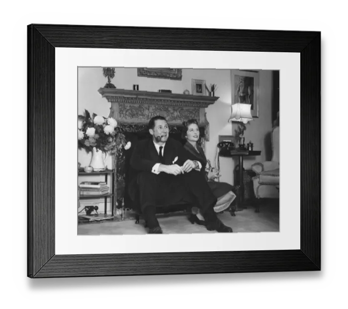 Framed Print : Anthony Quayle and wife Dorothy Hyson sitting by fire place of their London home - 24 Framed Print : Anthony Quayle and wife Dorothy Hyson sitting by fire place of their London home - 24