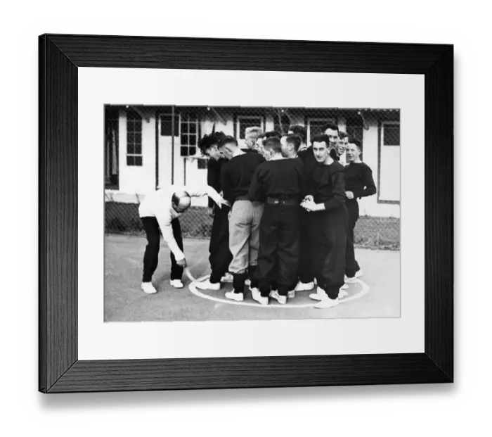 Framed Print : Young Navy recruits playing Stomicky'. The aim is to stay in the white