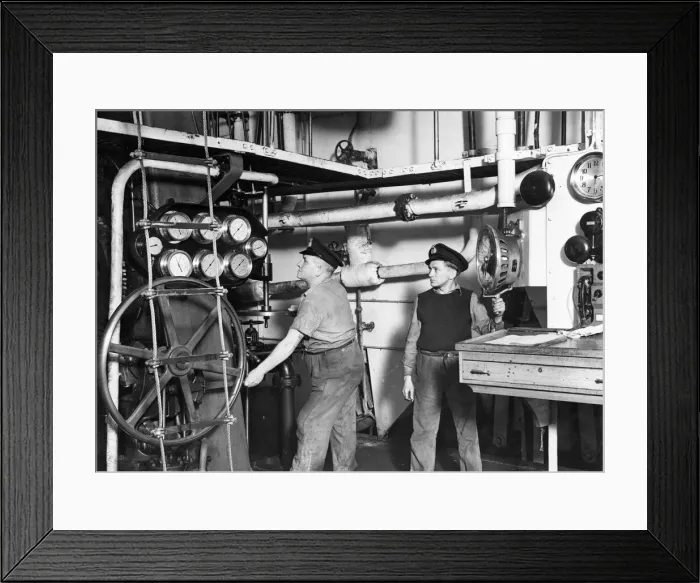 Framed Print : Picture shows 2nd Engineer T Dorman and 3rd Engineer Hughes Framed Print : Picture shows 2nd Engineer T Dorman and 3rd Engineer Hughes