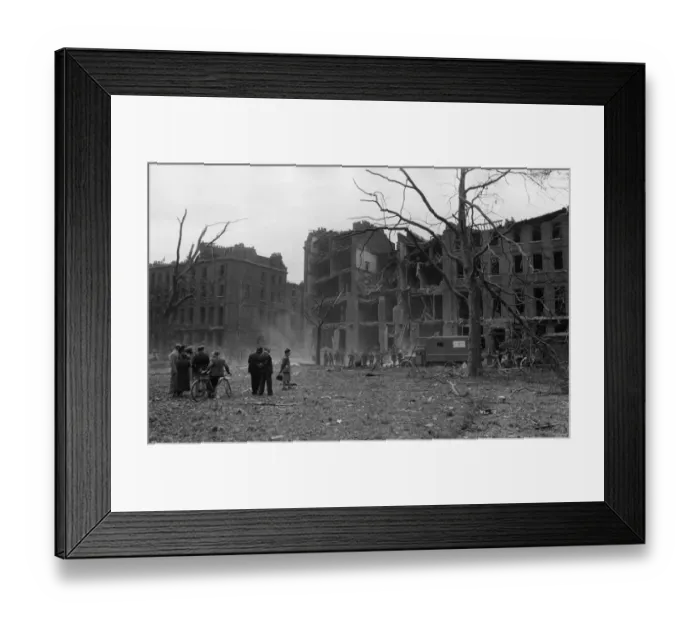 Framed Print : A rescue by the National Fire Service when a flying bomb crashed on flats at Nevern Framed Print : A rescue by the National Fire Service when a flying bomb crashed on flats at Nevern