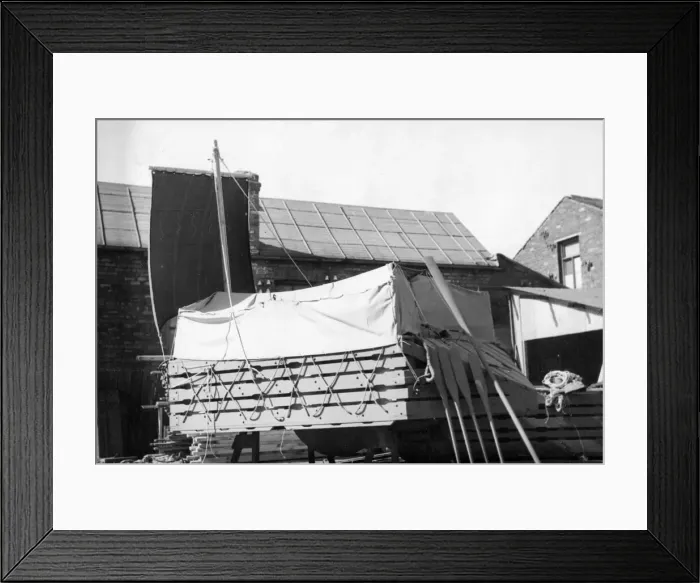 Framed Print : Picture shows a life saving raft which is hoped will save the lives of thousands of ship Framed Print : Picture shows a life saving raft which is hoped will save the lives of thousands of ship
