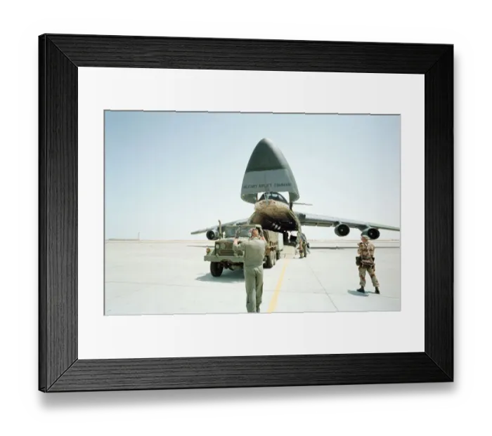Framed Print : US Military Airlift Command, Operation Desert Shield, American forces at Dhahran Airbase