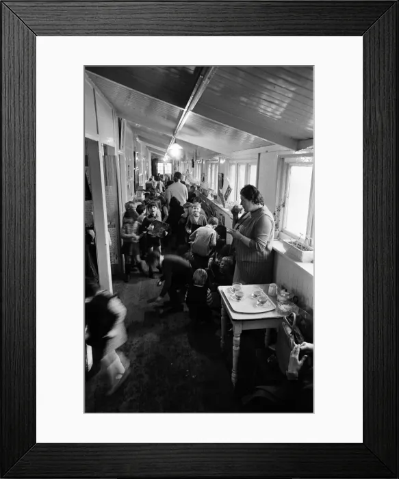 Framed Print : Some of the 180 children play in the small corridor at Sacred Heart RC school, Gorton Framed Print : Some of the 180 children play in the small corridor at Sacred Heart RC school, Gorton