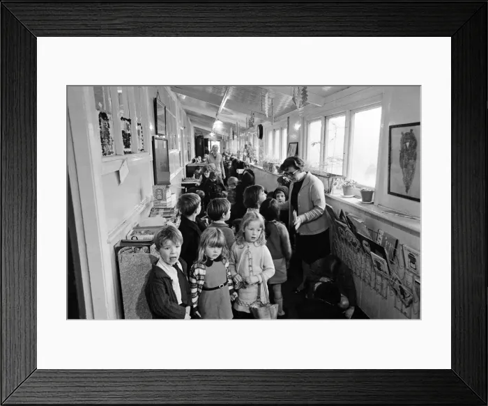 Framed Print : Some of the 180 children play in the small corridor at Sacred Heart RC school, Gorton Framed Print : Some of the 180 children play in the small corridor at Sacred Heart RC school, Gorton