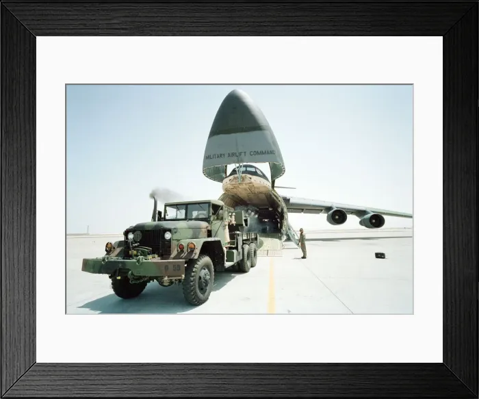 Framed Print : US Military Airlift Command, Operation Desert Shield, American forces at Dhahran Airbase