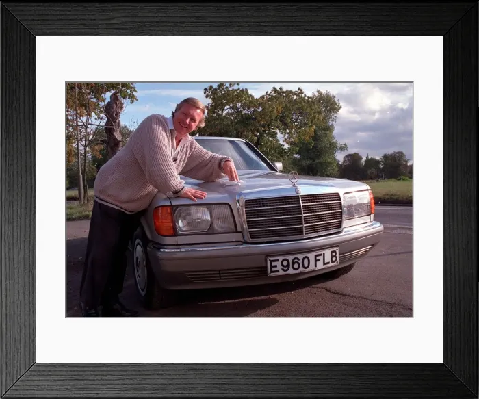 Framed Print : DAVID HAMILTON WITH HIS MERCEDES BENZ 14 / 10 / 1989 Framed Print : DAVID HAMILTON WITH HIS MERCEDES BENZ 14 / 10 / 1989
