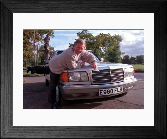 Framed Print : DAVID HAMILTON WITH HIS MERCEDES BENZ 14 / 10 / 1989 Framed Print : DAVID HAMILTON WITH HIS MERCEDES BENZ 14 / 10 / 1989