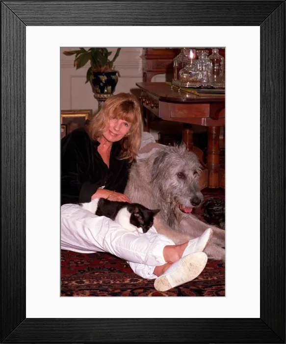 Framed Print : CARLA LANE (TV WRITER) WITH HER DOG 16 / 06 / 1989 Framed Print : CARLA LANE (TV WRITER) WITH HER DOG 16 / 06 / 1989