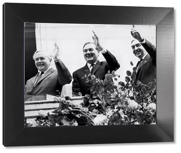 James Callaghan with Harold Wilson and George Brown at the Durham Miners Gala - July 1967