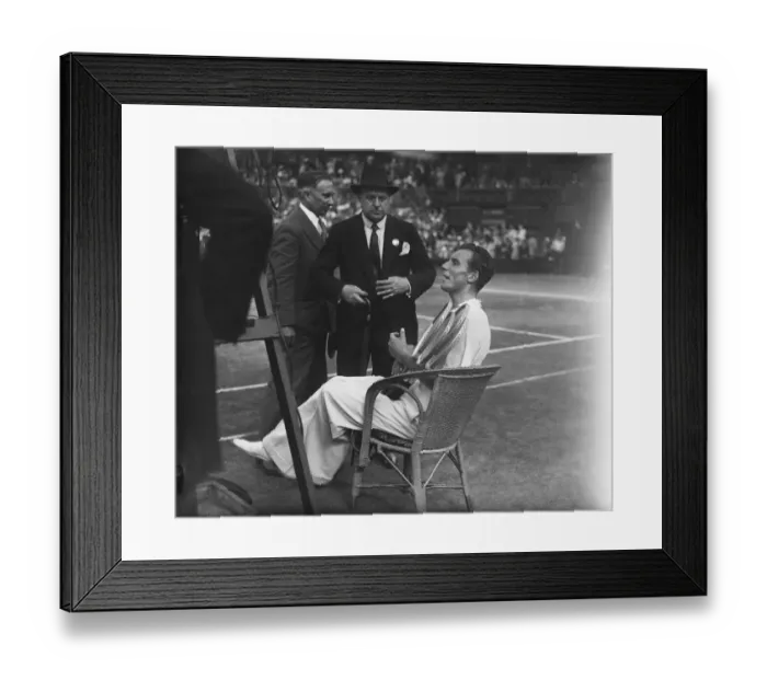 Framed Print : Tennis star Fred Perry at the Davis Cup. Centre Court in Wimbledon, London, England Framed Print : Tennis star Fred Perry at the Davis Cup. Centre Court in Wimbledon, London, England