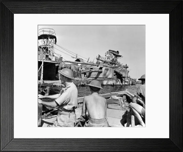 Framed Print : Italian cruiser San Giorgio sunk during Italian retreat, seen in Tobruk Harbour Framed Print : Italian cruiser San Giorgio sunk during Italian retreat, seen in Tobruk Harbour