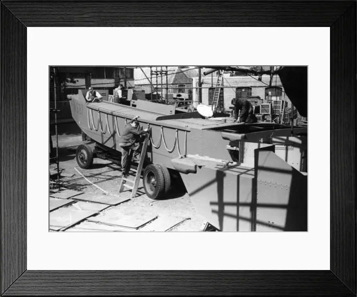 Framed Print : Invasion rehearsals prior to landing. Pictured, mounted on a trailer Framed Print : Invasion rehearsals prior to landing. Pictured, mounted on a trailer
