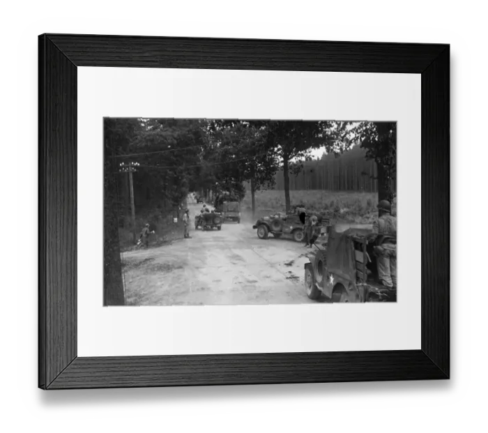 Framed Print : On the German frontier. American traffic pouring over the frontier. September 1944 Framed Print : On the German frontier. American traffic pouring over the frontier. September 1944