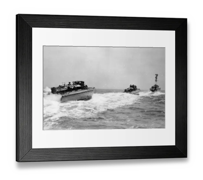 Framed Print : Combined Operations exercises. Picture shows, section of a landing craft flotilla setting Framed Print : Combined Operations exercises. Picture shows, section of a landing craft flotilla setting