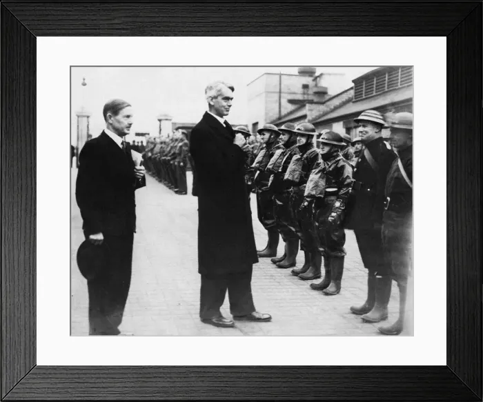 Framed Print : The Postmaster-General (Mr. W. S. Morrison) inspecting Cardiff Central Post-office A. R