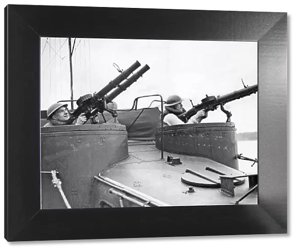 Anti aircraft machine gun on a submarine boat. These machine guns were used for