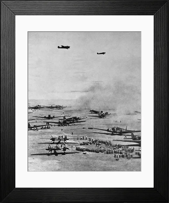 Framed Print : General view showing a German supply airfield in use at Cyrenaica Framed Print : General view showing a German supply airfield in use at Cyrenaica