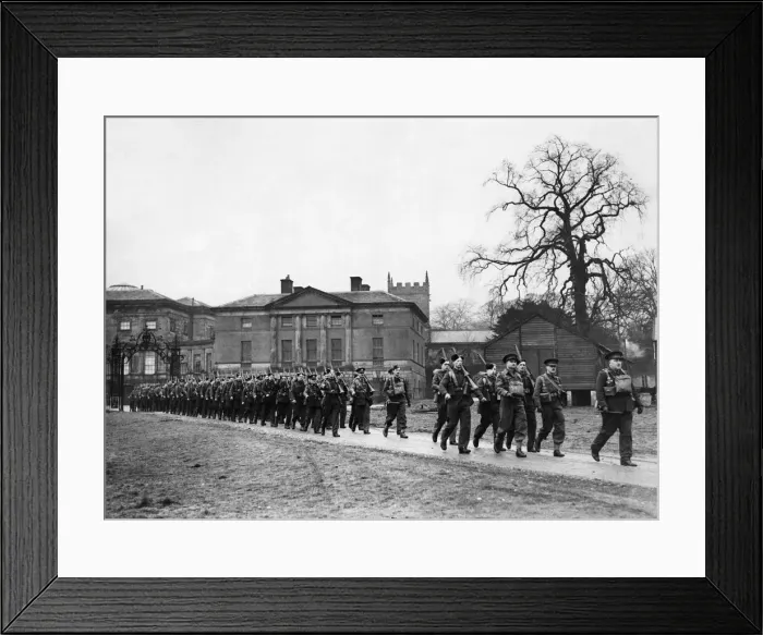 Framed Print : Carrying their full kit, these men of an Infantry regiment start out on a route march Framed Print : Carrying their full kit, these men of an Infantry regiment start out on a route march