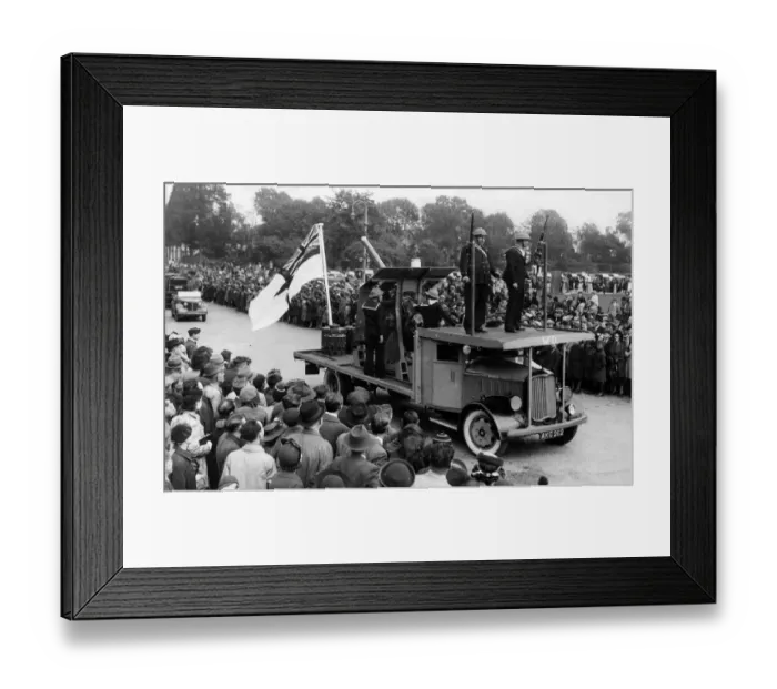 Framed Print : Procession and crowd at the opening of Cardiffs War Weapons Week