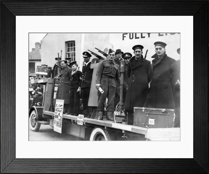 Framed Print : One of the many tableaux in Bridgend and District Warship week Procession. November 1941 Framed Print : One of the many tableaux in Bridgend and District Warship week Procession. November 1941