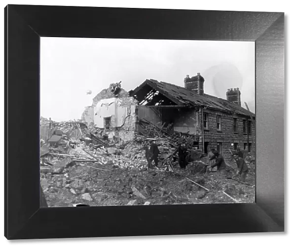 Houses wrecked in the outskirts of Cardiff by Nazi raiders. Cardiff, Wales. Circa 1941