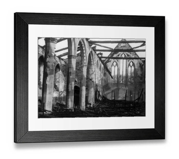 Framed Print : A church damaged by Nazi raiders in the outskirts of Cardiff, Wales. Circa 1941 Framed Print : A church damaged by Nazi raiders in the outskirts of Cardiff, Wales. Circa 1941