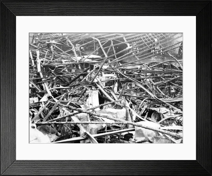 Framed Print : Damage caused by the air raids in Cardiff, Wales. Circa 1941