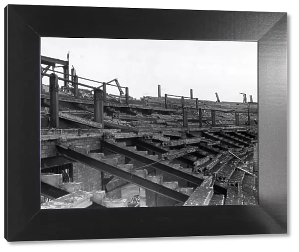 Damage to Cardiff Arms Park following an air raid. Circa 1941
