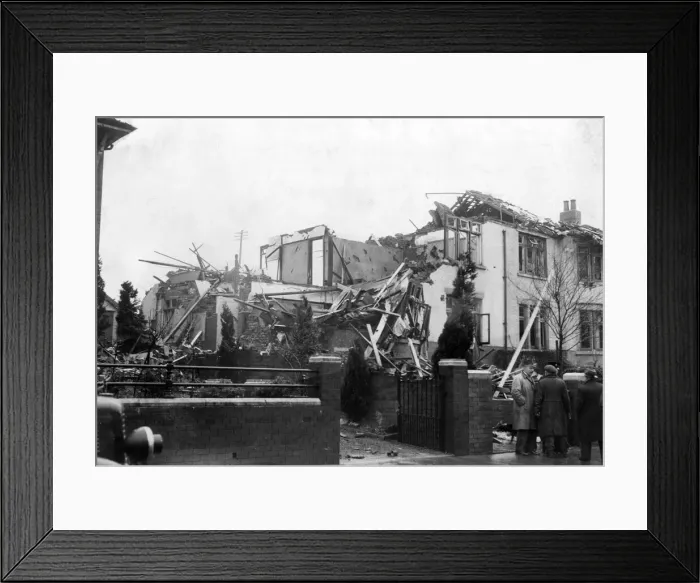 Framed Print : Damage caused by Nazi raiders in Cardiff, Wales. February 1941 Framed Print : Damage caused by Nazi raiders in Cardiff, Wales. February 1941