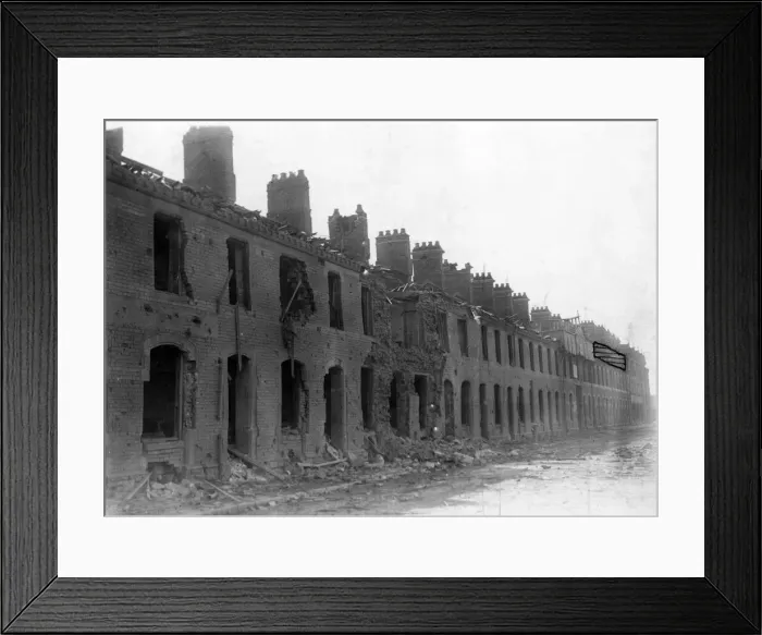 Framed Print : Houses damaged in a South Wales Nazi raid. Circa 1941 Framed Print : Houses damaged in a South Wales Nazi raid. Circa 1941