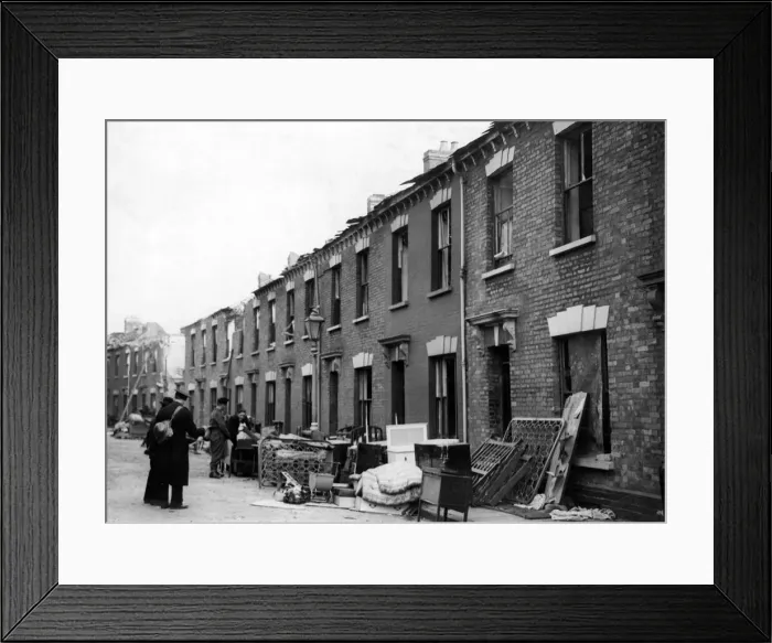Framed Print : Mark Street, Cardiff, following an air raid. May 1941
