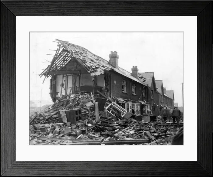 Framed Print : Destruction caused by a Nazi raid in Cardiff. Circa 1941 Framed Print : Destruction caused by a Nazi raid in Cardiff. Circa 1941
