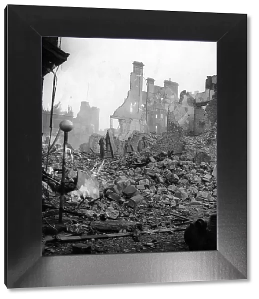 Destruction caused by Nazi raiders in Swansea, Wales. February 1941