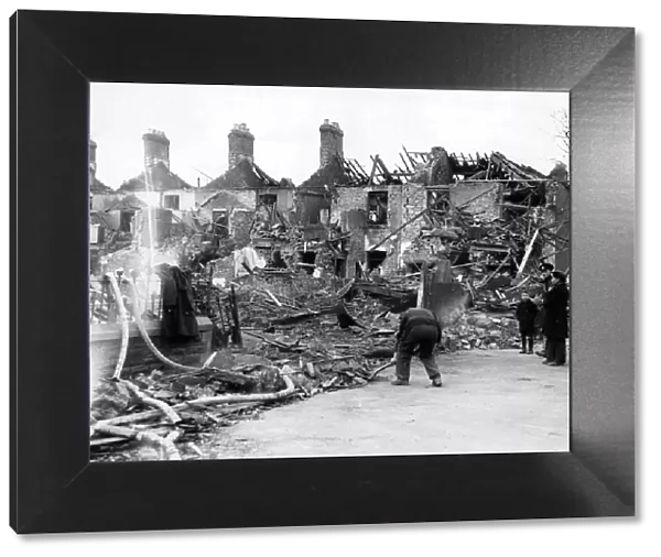 Cardiff air raids, damage at Partridge Road. Circa 1941